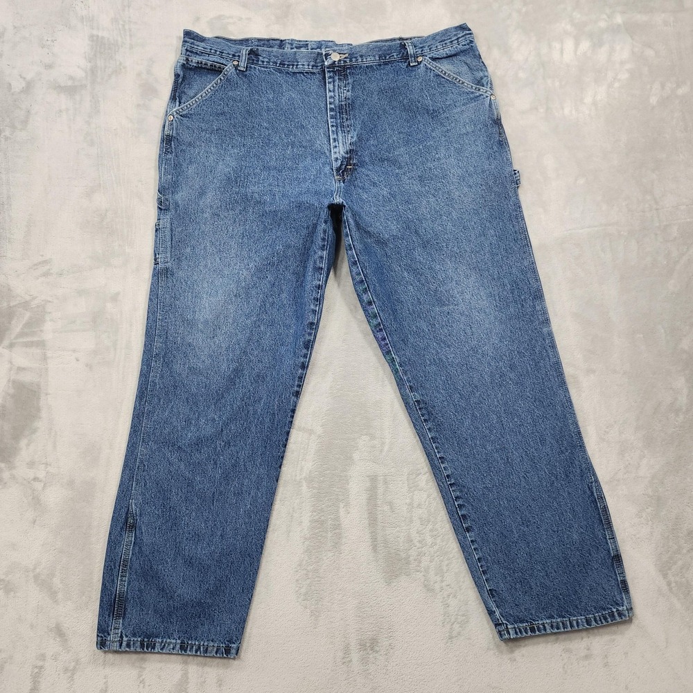 Wrangler Jeans Mens 42x32 Blue Relaxed Fit Straight Leg Carpenter Denim Workwear